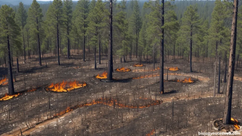 A mosaic landscape of burned and unburned forest patches